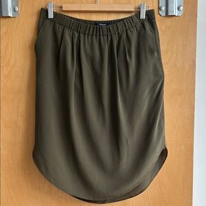 Madewell Olive Green Silk Pull On Tulip Hem Skirt, Size S